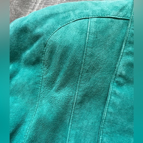 Rare Vintage Suede Matching Skirt/Jacket Set in Turquoise Size Small (4-6) - Picture 3 of 8